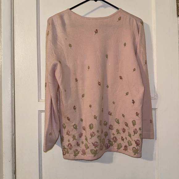 Liz Claiborne Light pink Floral Cardigan Sz medium - Picture 7 of 7